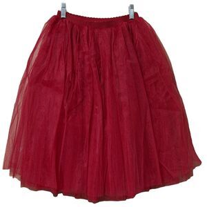 Tulle skirt red lined wear pull on elastic waist ballet core fairy festi…